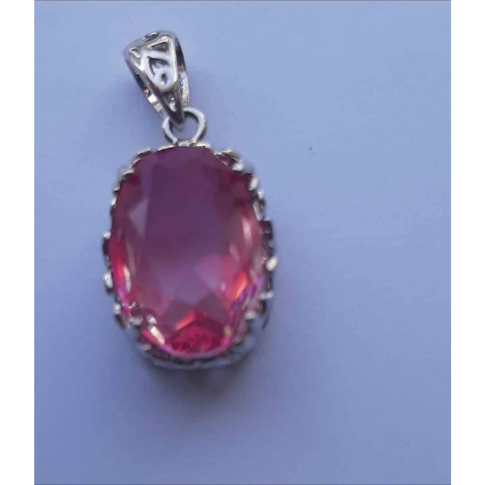 Pink topaz sterling sliver pendent